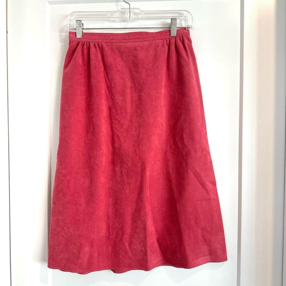 Vintage Pink Suede A-Line Skirt 90s Minimalist 26 Waist